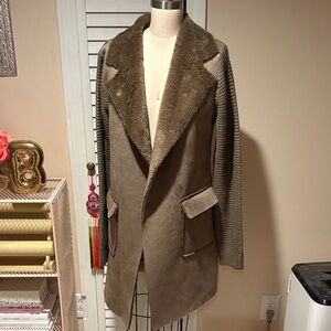 NWT Anthropologie sweater jacket with faux fur